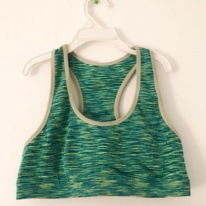 Racerback green sports bra